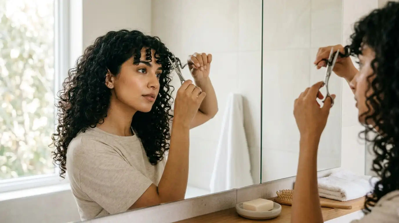 How to Cut Your Own Curly Bangs (The Safe Way)
